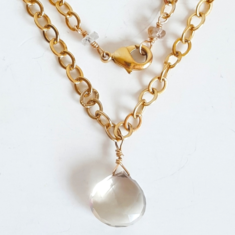 Quartz Crystal Rolled Gold Necklace Artisan 💎 Anthro